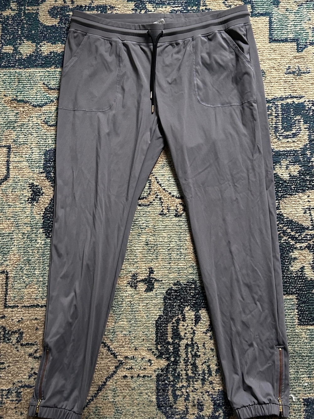 ZYIA Active Everywhere Zipper Joggers XXXL Gray Gold Zip Ankle Pants